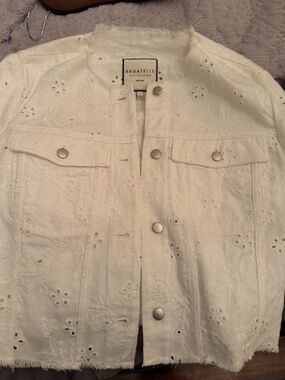 White Eyelet Cropped Jacket